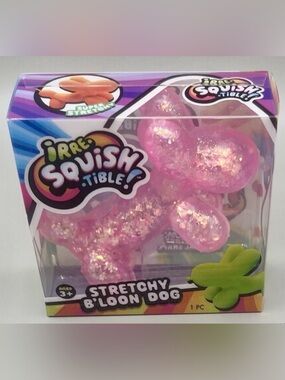 JA-RU Irre-Squish-tible! PINK Glitter Iridescent Stretchy B'loon Dog Toy NIB💗✨